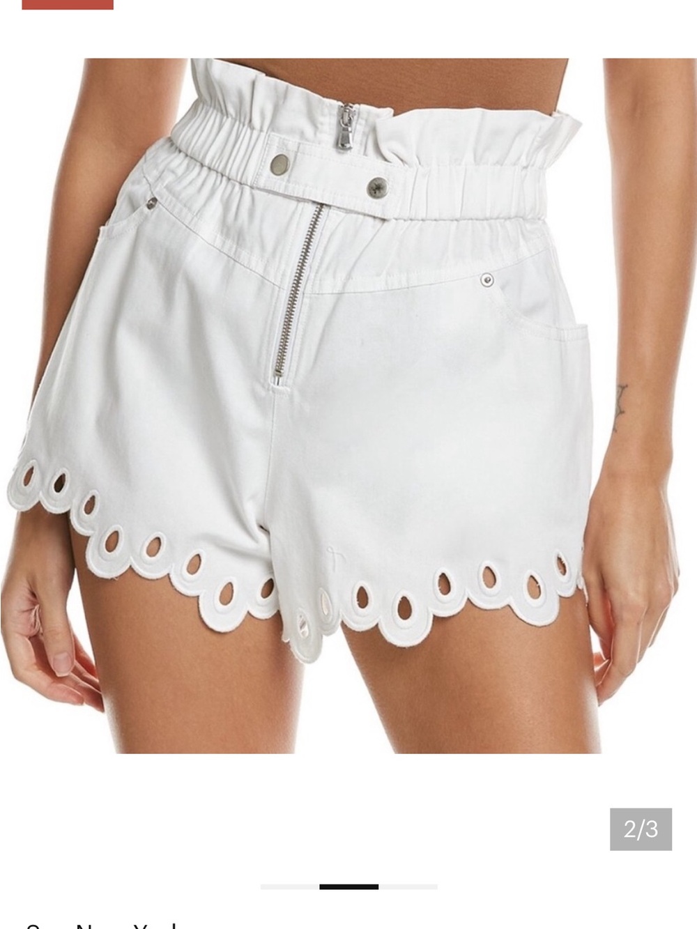 High-Waist White Scallop-Hem Women's Shorts.